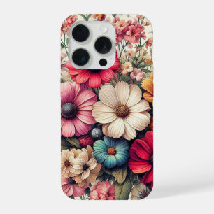 Collage de fleurs vintage coloré mignon