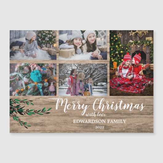 Collage de la famille du bois rustique Carte magné (Devant)