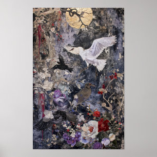 Collage de la nature : Poster d'oiseaux et d'anima