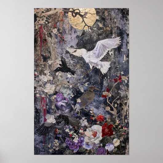 Collage de la nature : Poster d'oiseaux et d'anima (Devant)