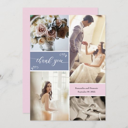 Collage de Merci de script bleu et rose pâle (Devant / Derrière)