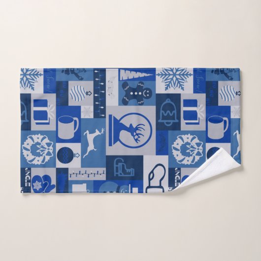Collage de Noël (bleu) (Serviette à main)