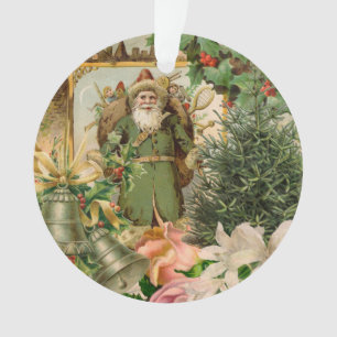 Collage de Noël du Père Noël vert de l'ancien mond