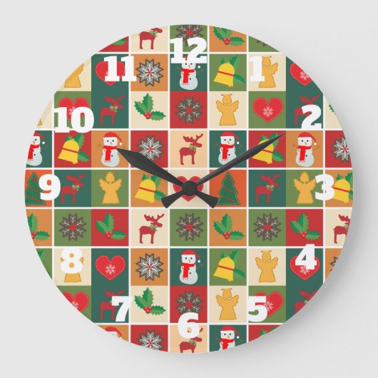 Collage de Noël Horloge ronde avec chiffres (Recto)