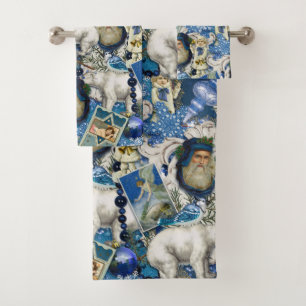 Collage de Noël victorien bleu