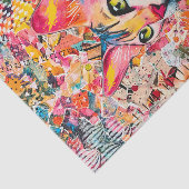 Collage de papier de soie chat mixte (Détail)