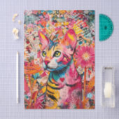 Collage de papier de soie chat mixte (Artisanat)