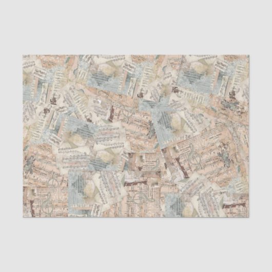 Collage de papier de soie ou decoupage de partitio (Recto)