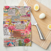 Collage de papier floral Médias mixtes Serviette d (Quart Plié)