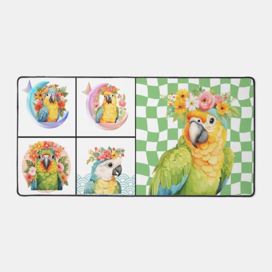 Collage de perroquets tropicaux sur mesure Bureau (Recto)