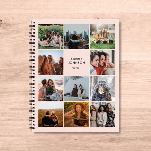 Collage de photos Cahier simple moderne rose école
