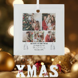 Collage de photos de famille, moderne, Noël minima<br><div class="desc">Family Photo Collage, Moderne, Minimaliste Ornement en Céramique de Noël Répandez vos vacances de façon personnelle avec notre ornement de Noël personnalisable, conçu pour les familles qui veulent partager leur joie! Doté d'un design minimaliste et mignon, cet ornement vous permet de télécharger 5 photos de famille chères et d'adapter le...</div>