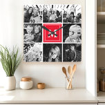 Collage de photos de la famille Monogramme rouge<br><div class="desc">Collage Photo Famille Monogram. Décor maison agréable pour toute chambre. Personnalisez ce design personnalisé avec votre propre monogramme initial ou texte.</div>