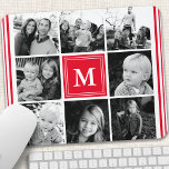 Collage de photos de la famille Monogramme rouge<br><div class="desc">Collage Photo Famille Monogram. Personnalisez ce design personnalisé avec votre propre monogramme initial ou texte.</div>