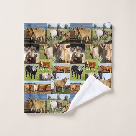 Collage de photos de vache, (Gant de toilette)