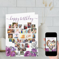 Collage de photos du coeur Purple Floral Carte d'a
