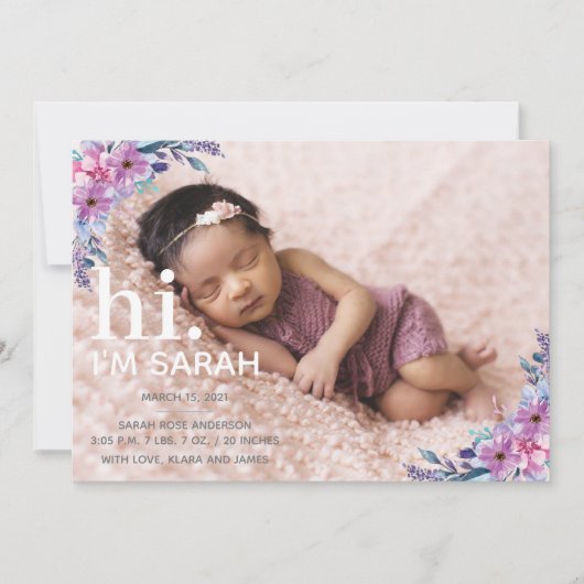 Collage de photos florales Faire-part de naissance (Devant)