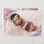 Collage de photos florales Faire-part de naissance (Devant / Derrière)