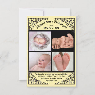 Collage de photos Jaune Dentelle - Faire-part de n