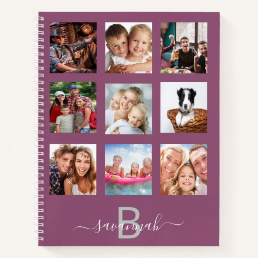 Collage de photos monogramme violet journal modern (Devant)