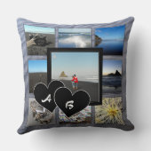 Collage de photos monogrammes oreiller à lancer (Verso)