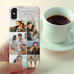 Collage de photos personnalisées 7 sur le marbre g<br><div class="desc">Coque iphone de collage photo moderne que vous pouvez personnaliser avec 7 de vos photos préférées et votre nom. Le modèle est configuré pour vous permettre d'ajouter vos photos, de travailler de haut en bas sur le côté gauche, puis de haut en bas sur le côté droit. Le design a...</div>