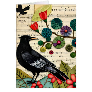 Collage d'oiseaux noirs vierge à l'intérieur de la