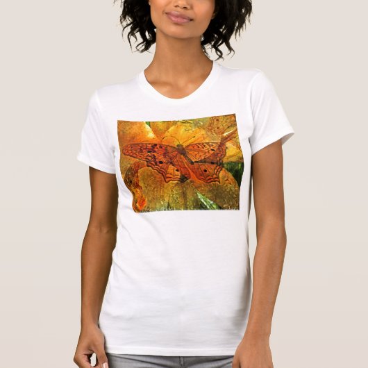 Collage d'or de papillon et de lis - T-shirt (Devant)