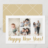 Collage d'or élégant photo Carte de Nouvel An (Devant / Derrière)