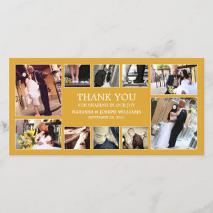 COLLAGE D'OR JAUNE CARTE DE REMERCIEMENTS mariag