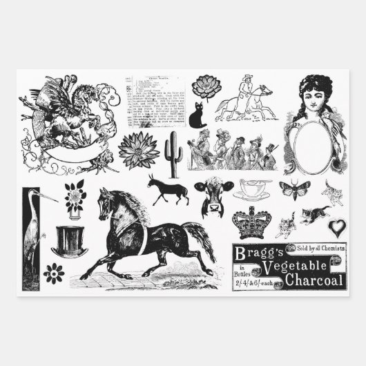 Collage Ephémère vintage, Papier Découpage (Devant)