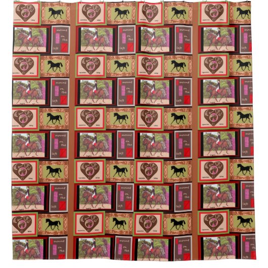 collage Equestrian Dressage Cheval rideau de douch (Devant)