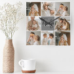 Collage familial photo et cadeau gris personnalisé<br><div class="desc">Créez un collage familial magnifique et personnalisé avec huit photos, accompagné d'un nom de famille personnalisé en gris. Ce cadeau unique et réfléchi est parfait pour commémorer des moments spéciaux et célébrer l'amour et le lien au sein d'une famille. Le collage présente huit photos soigneusement sélectionnées que vous pouvez fournir,...</div>