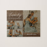 Collage familial Rustique moderne Puzzle personnal<br><div class="desc">Les cadeaux photo font les meilleurs cadeaux ! Facile à personnaliser avec votre texte et/ou photo(s) pour un look personnalisé. Conçu par Berry Berry Sweet. Voir d'autres designs sur www.berryberrysweet.com</div>