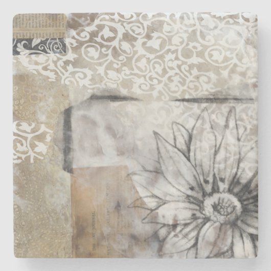 Collage Fleur II Stenen Onderzetter (Voorkant)