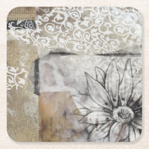 Collage Fleur II Vierkante Kartonnen Onderzetter