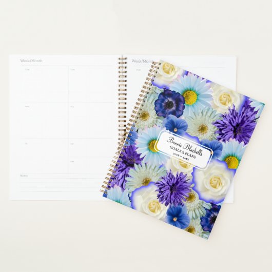 Collage Floral Bleu & Blanc Grand Bold Personnalis (Devant avec enveloppe)