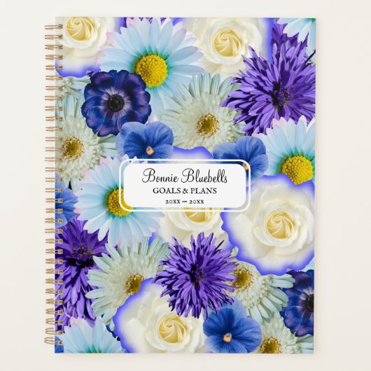 Collage Floral Bleu & Blanc Grand Bold Personnalis (Devant)
