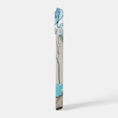 Collage floral bleu coque iphone, turquoise et bei (Côté gauche)