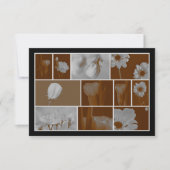 Collage floral Sepia sur carte de voeux Black Flat (Devant)