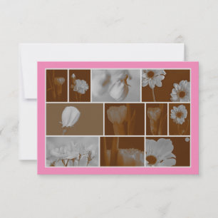 Collage floral vintage sur carte de voeux Pink Fla