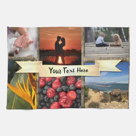 Collage Foto Afdrukken Gepersonaliseerd theehanddo Theedoek (Horizontaal)