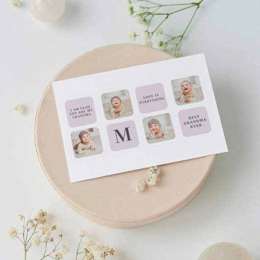 Collage Foto en beste grootmoeder ooit beste Paars Feestdagenkaart