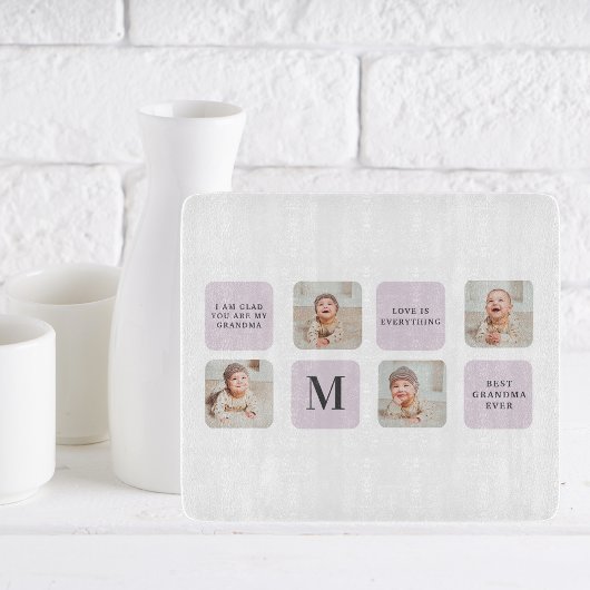 Collage Foto en beste grootmoeder ooit beste Paars Snijplank