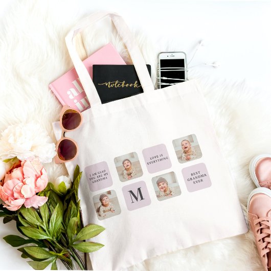 Collage Foto en beste grootmoeder ooit beste Paars Tote Bag
