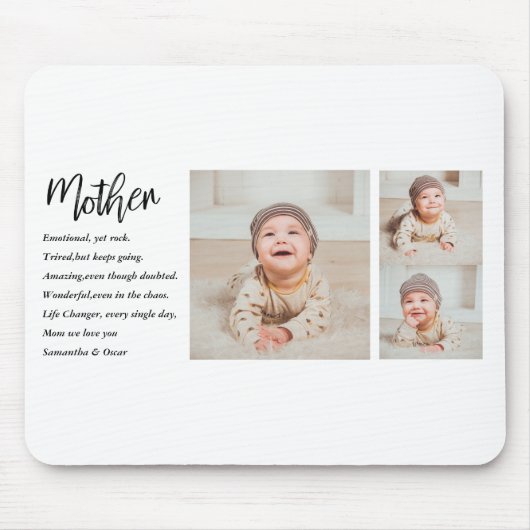 Collage Foto en beste moedercitaat Lovely Gift Muismat (Voorkant)