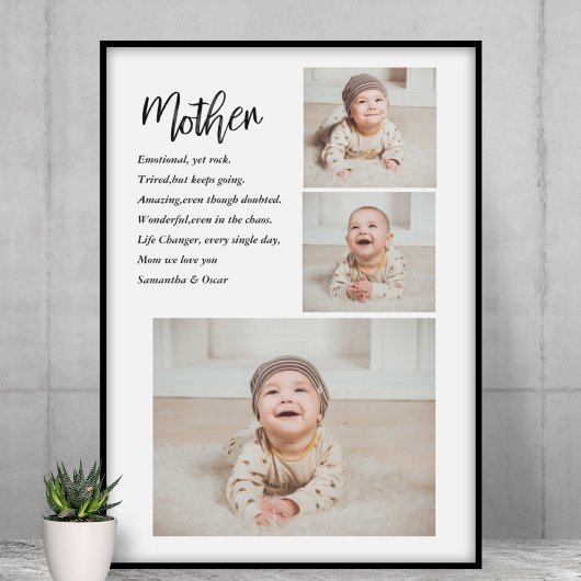 Collage Foto en beste moedercitaat Lovely Gift Poster