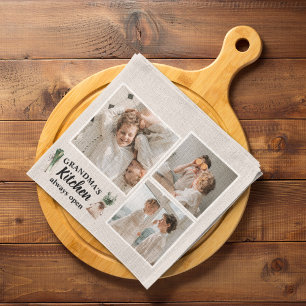 Collage Foto en Grandma Kitchen zijn altijd open Theedoek