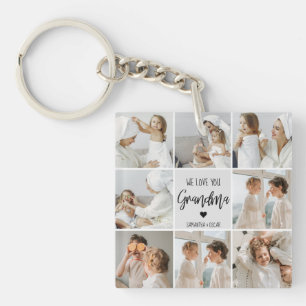 Collage Foto Gray We houden van je oma Best Gift Sleutelhanger