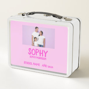 COLLAGE foto Lunchbox roze, WIT Om aan te passen